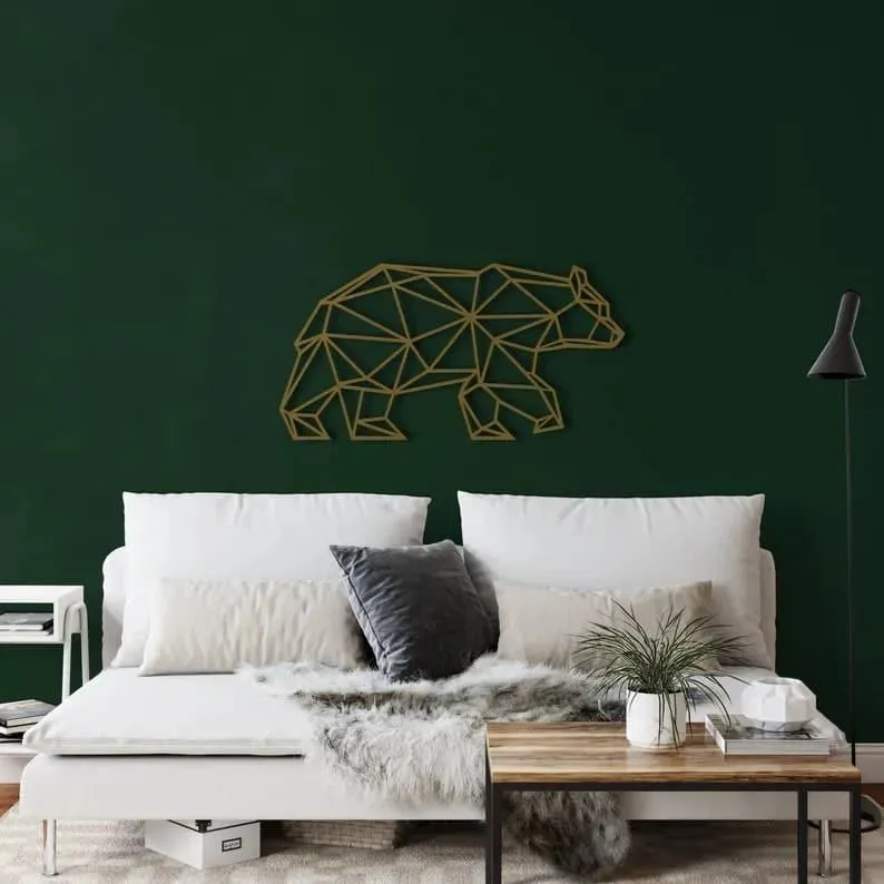 Geometric Bear Metal Wall Decor