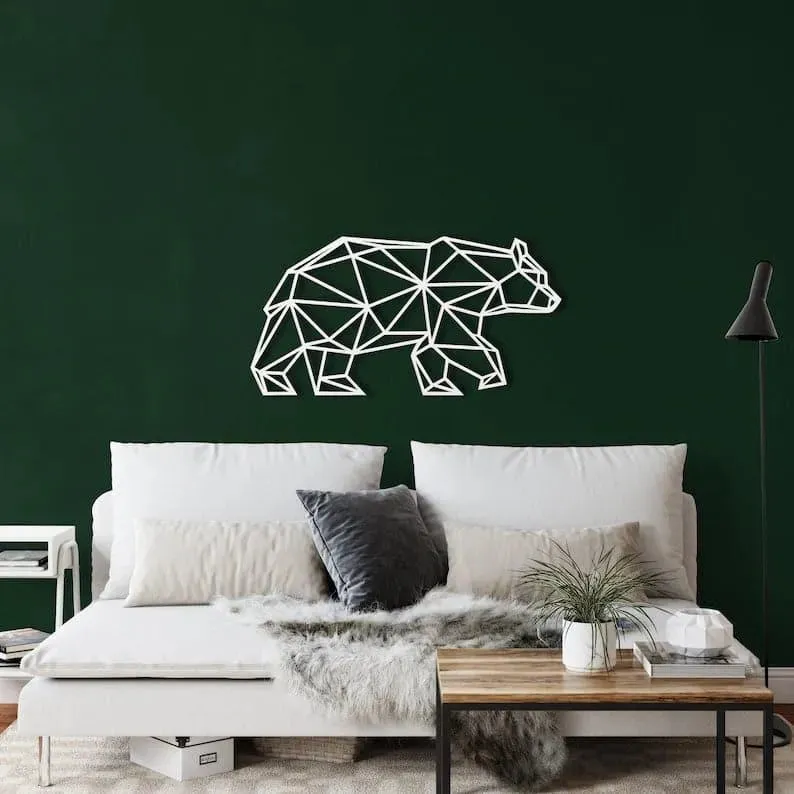 Geometric Bear Metal Wall Decor