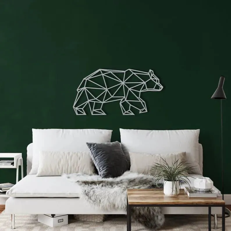 Geometric Bear Metal Wall Decor