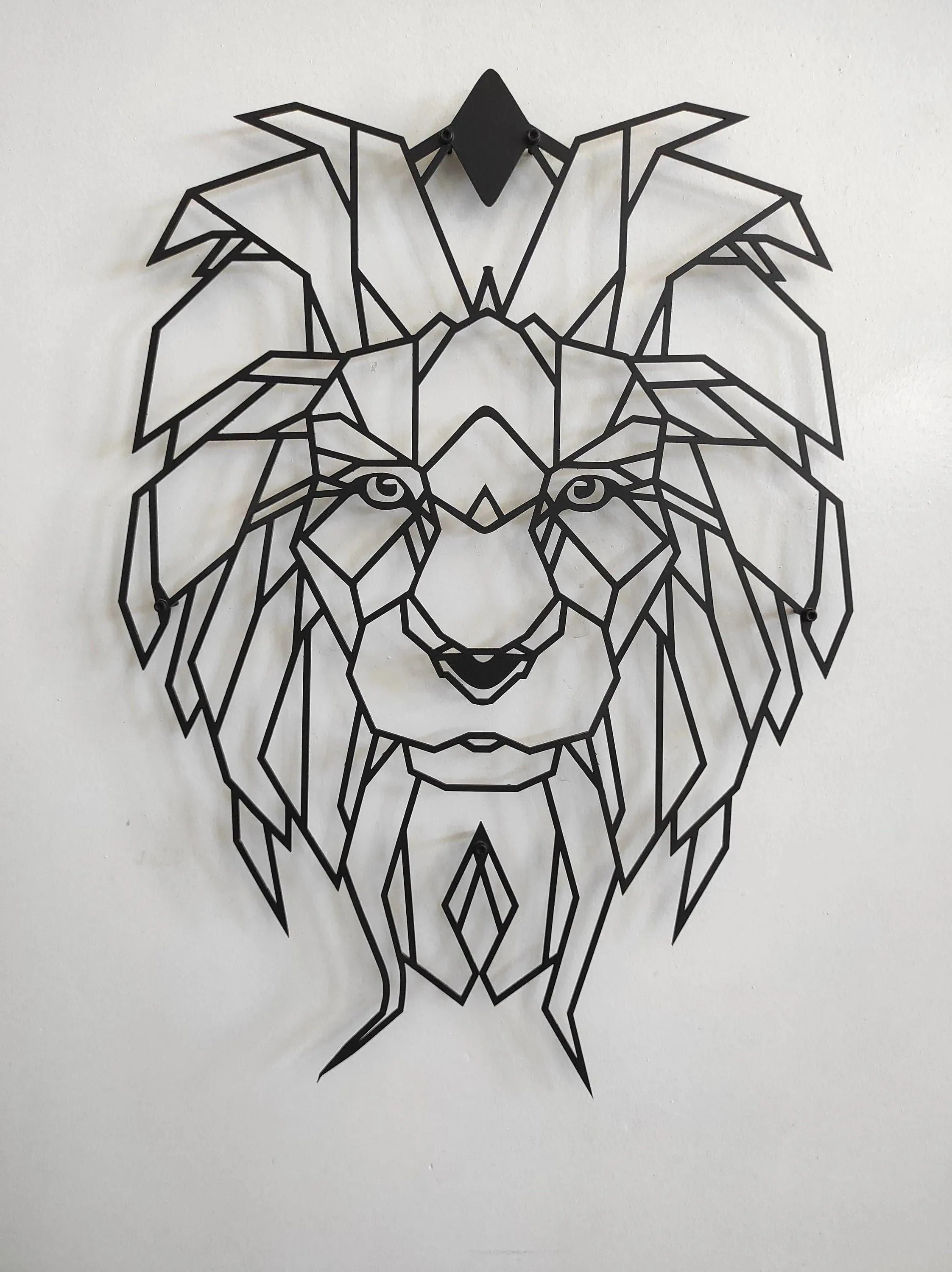 Geometric Lion Head Metal Wall Decor