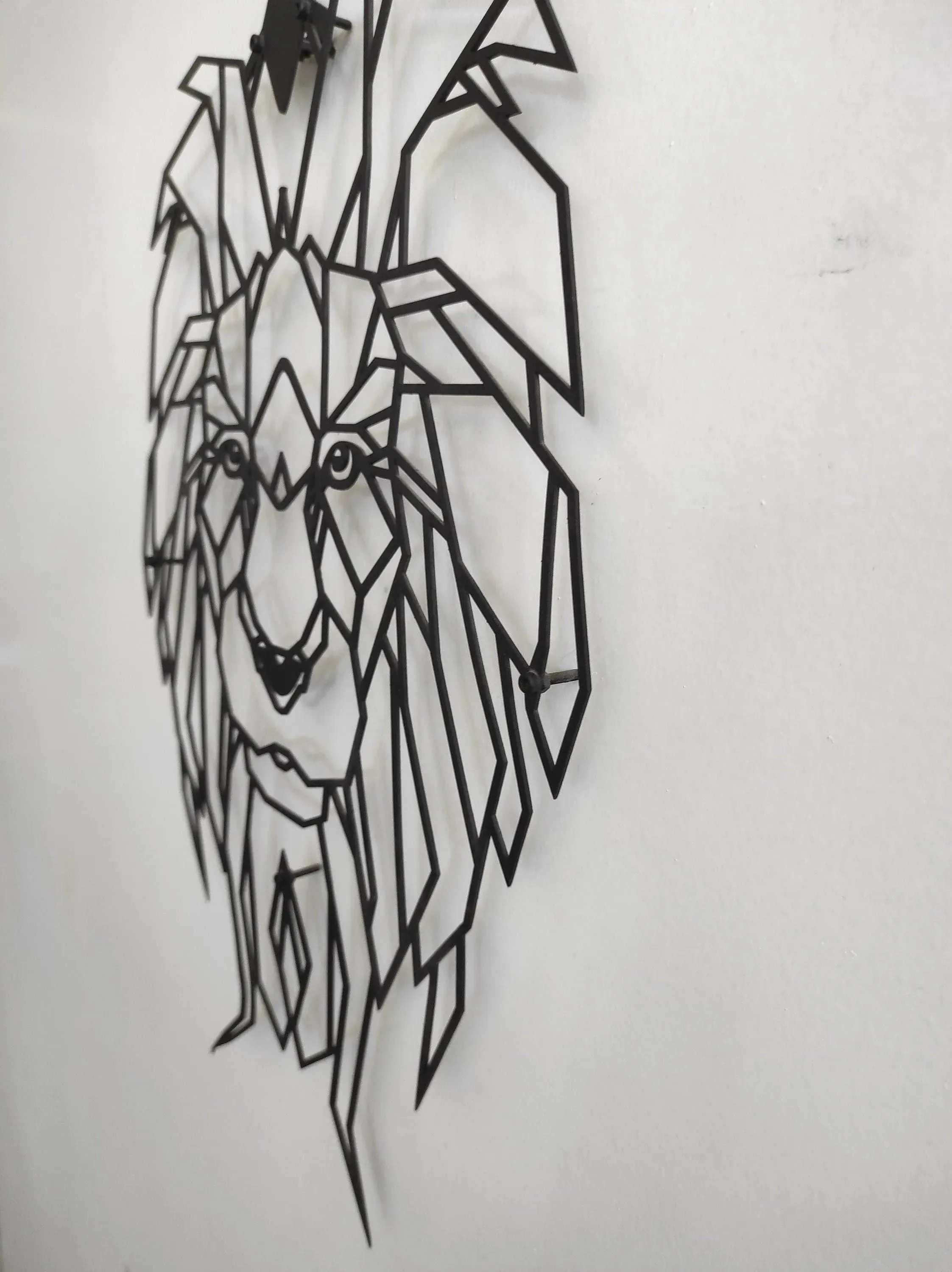 Geometric Lion Head Metal Wall Decor