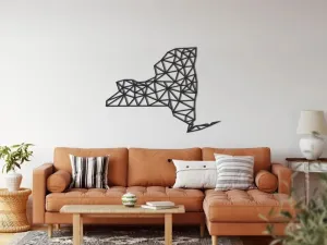 Geometric New York Map Metal Wall Decor