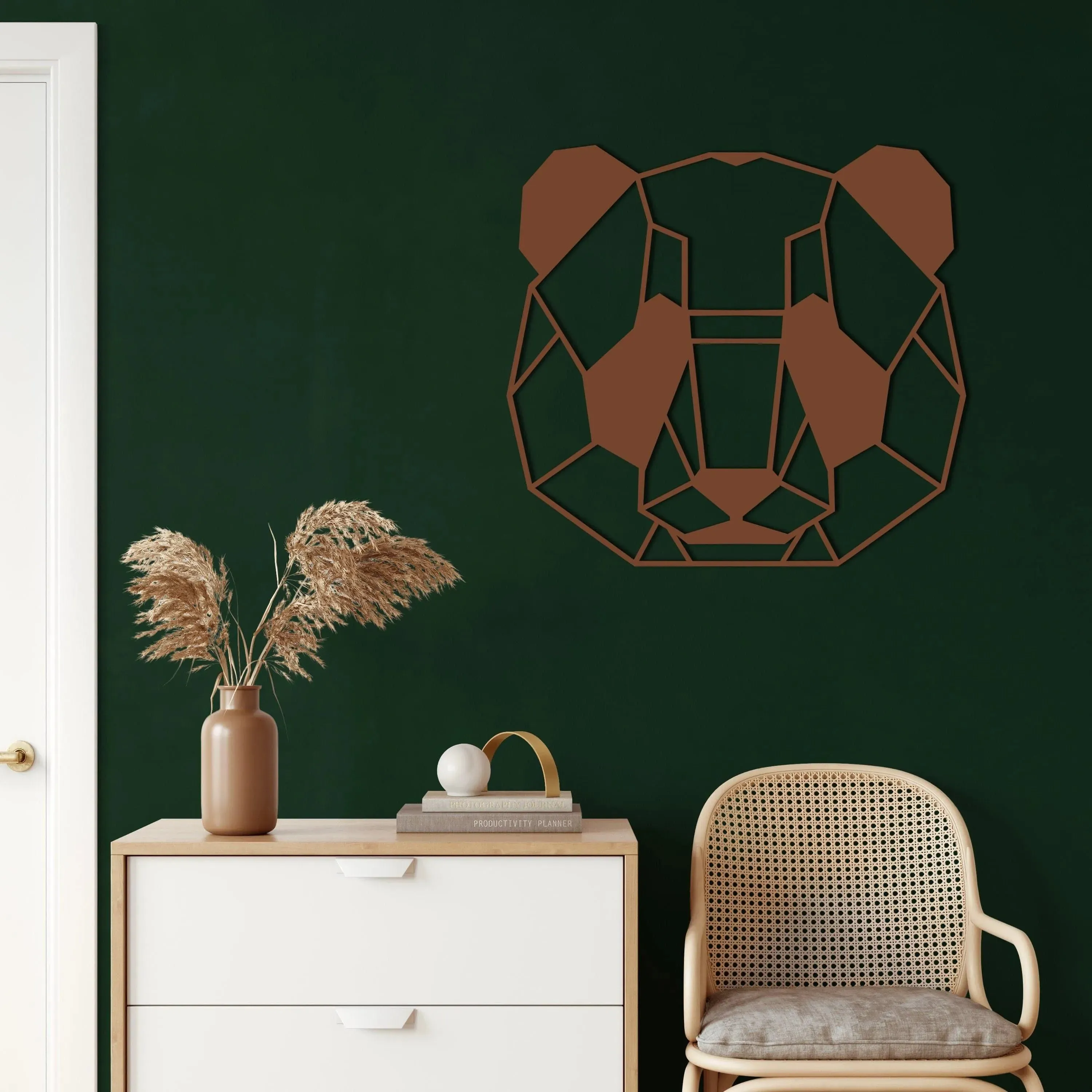 Geometric Panda Head Metal Wall Hanging Decor