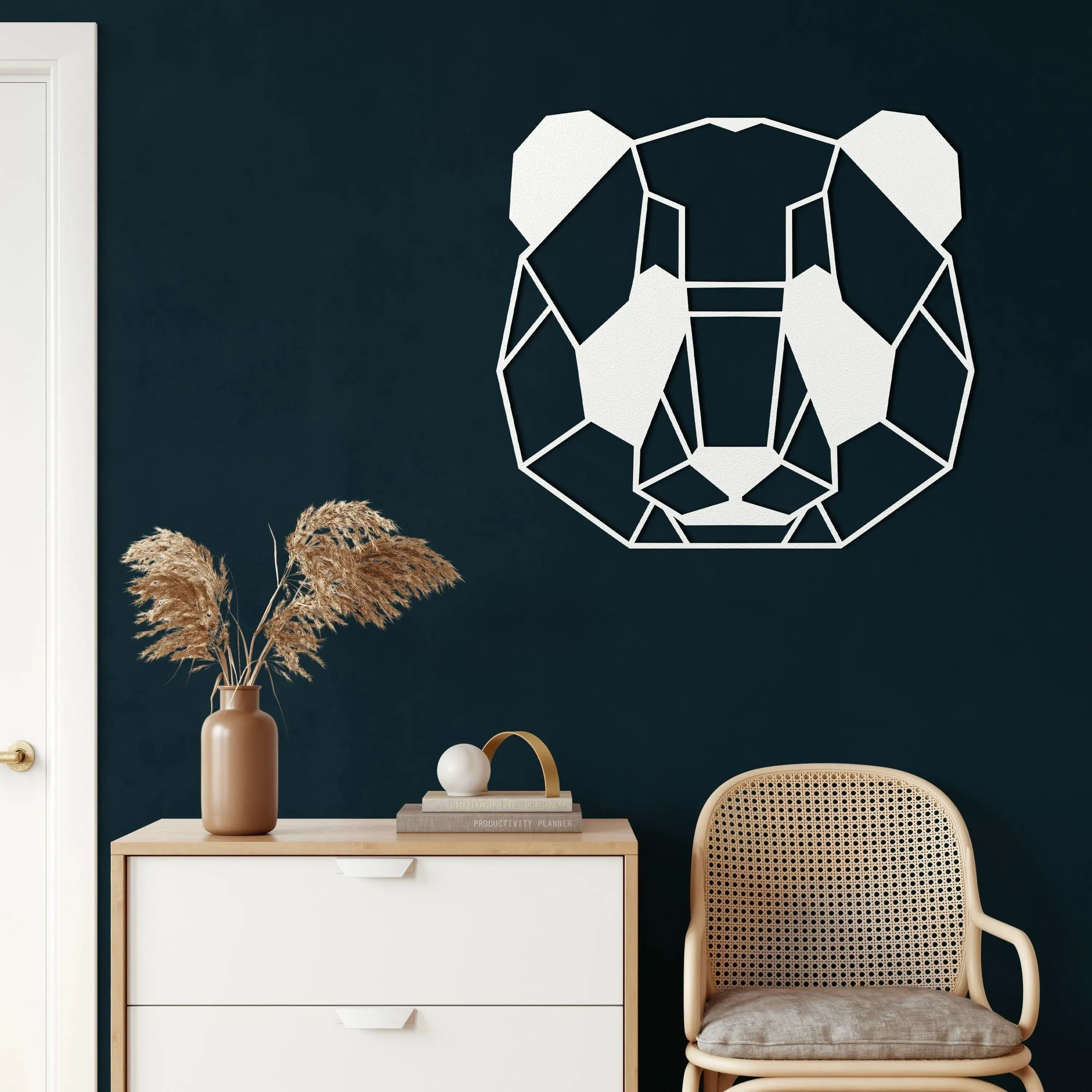 Geometric Panda Head Metal Wall Hanging Decor