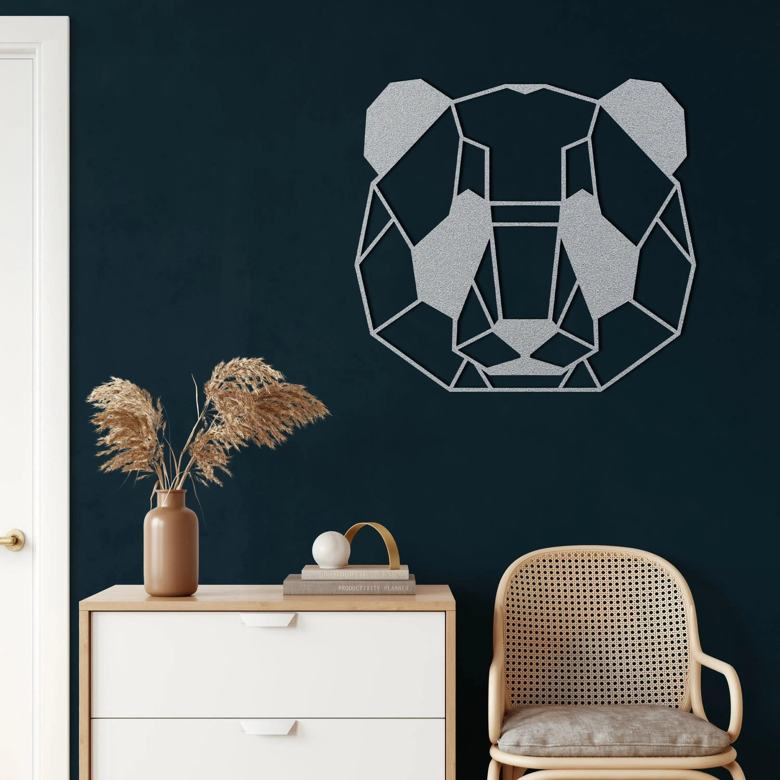 Geometric Panda Head Metal Wall Hanging Decor