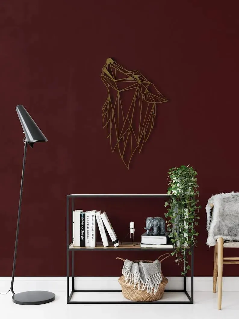 Geometric Wolf Head Metal Wall Decor
