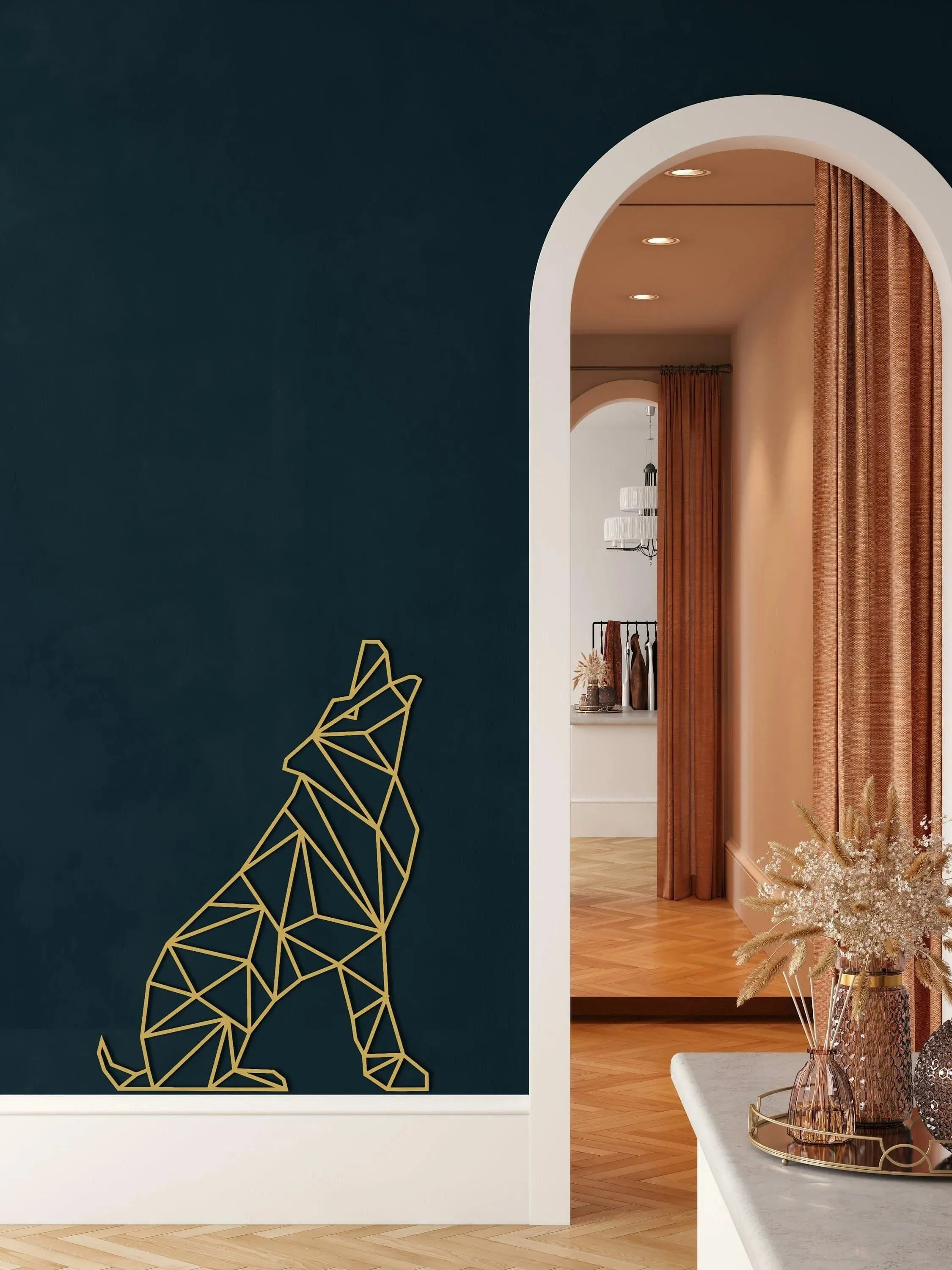 Geometric Wolf Metal Wall Decor
