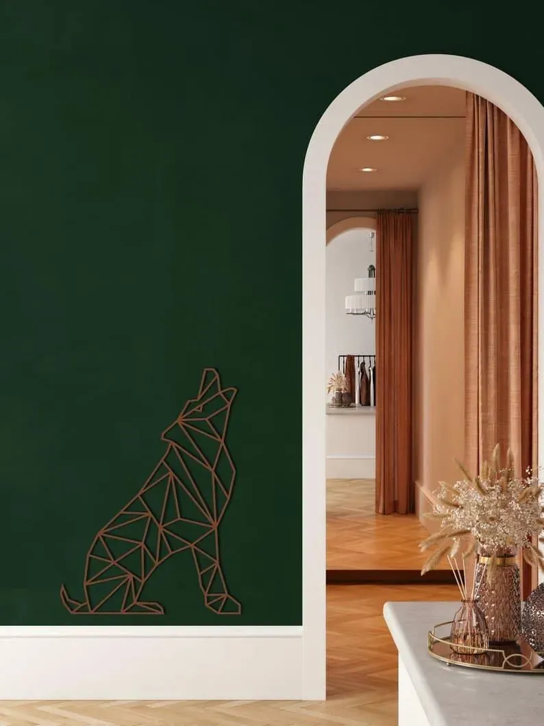 Geometric Wolf Metal Wall Decor