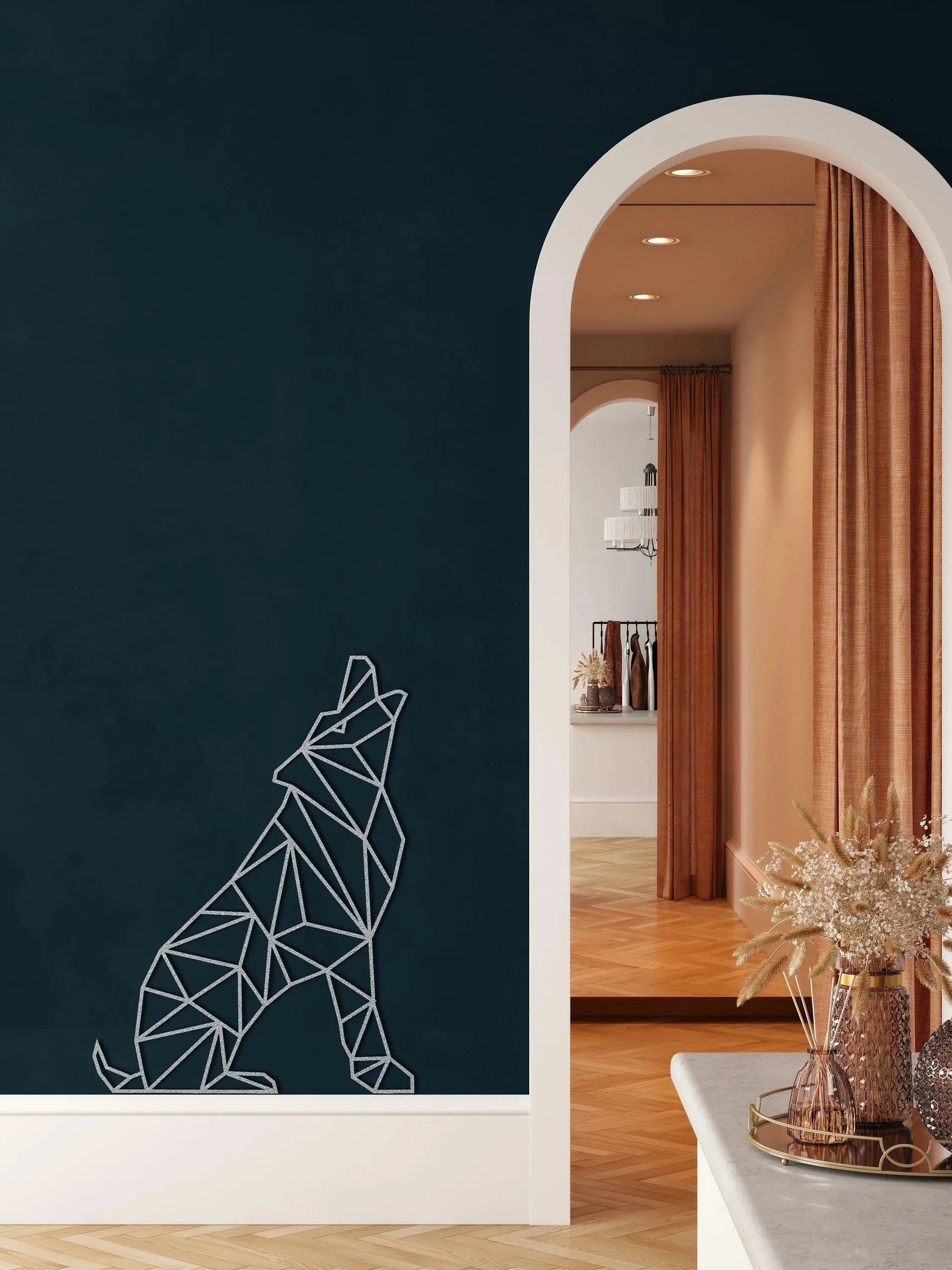 Geometric Wolf Metal Wall Decor