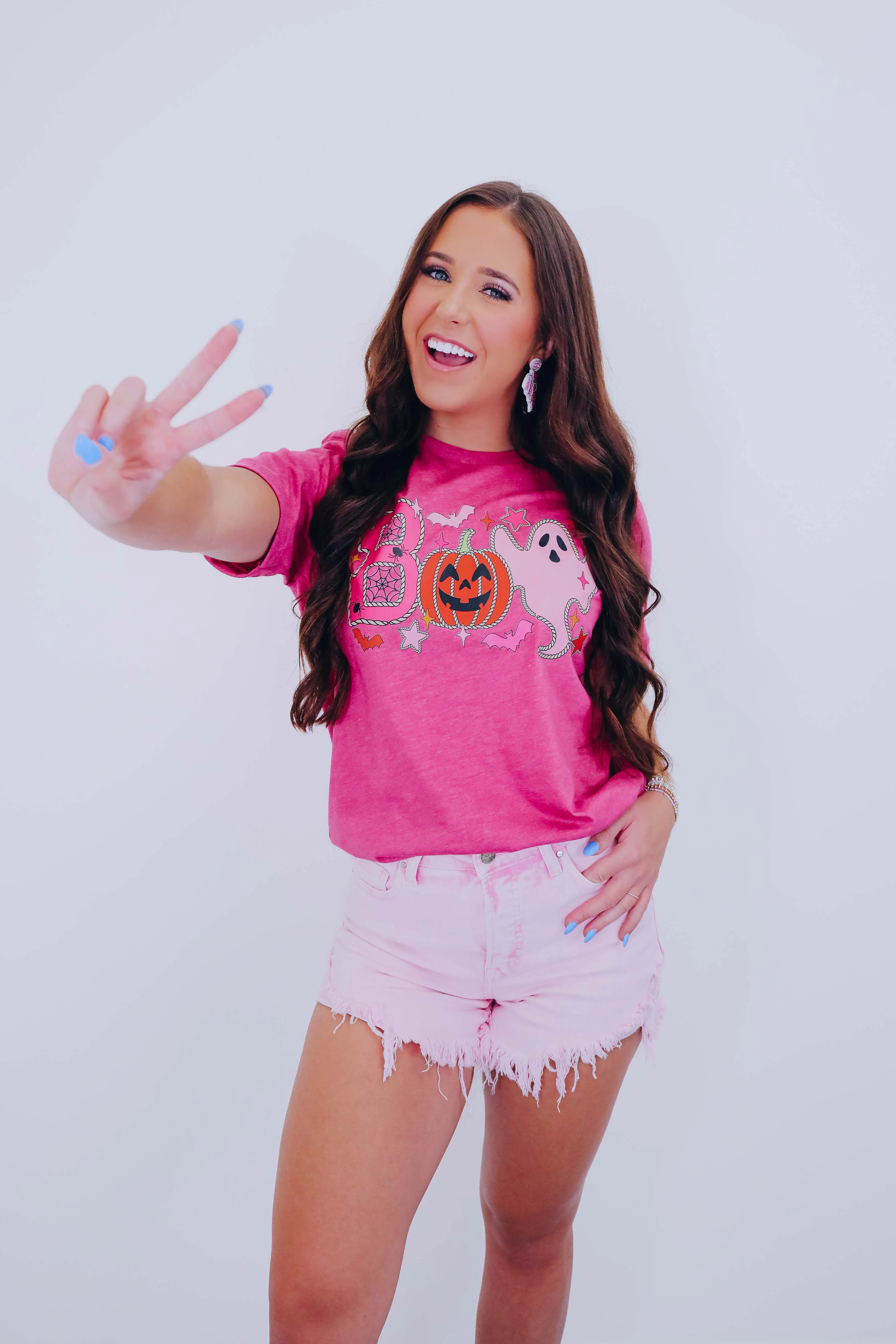 Ghostly "BOO" Graphic Tee S-3X - Berry