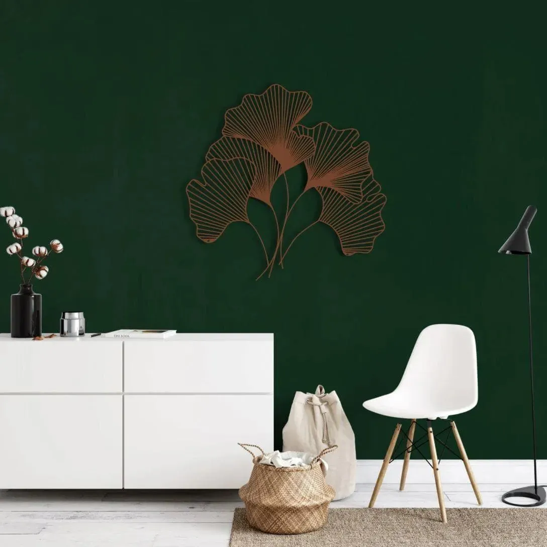 Ginkgo Bilbao Leaf Flower Metal Wall Hanging Decor