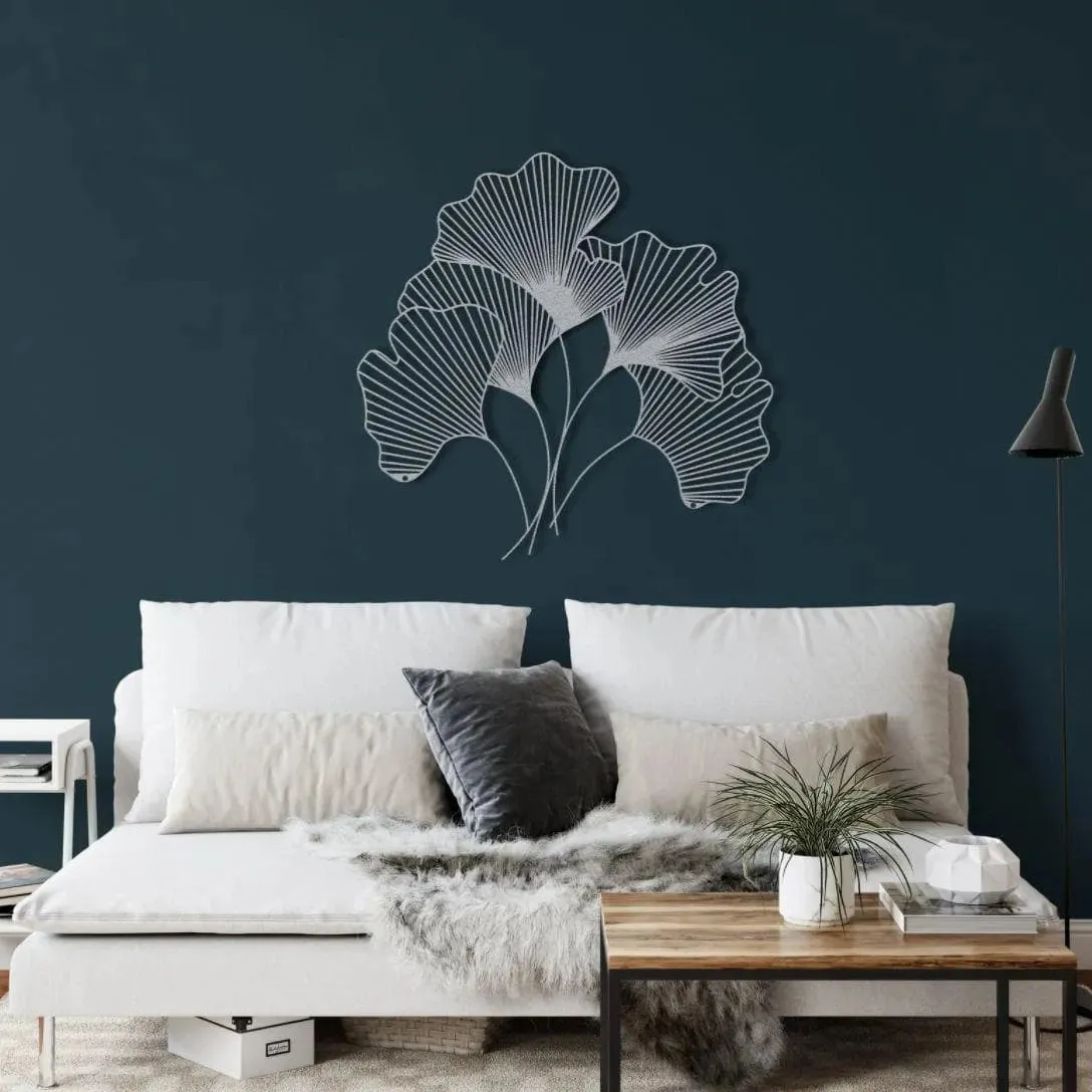 Ginkgo Bilbao Leaf Flower Metal Wall Hanging Decor