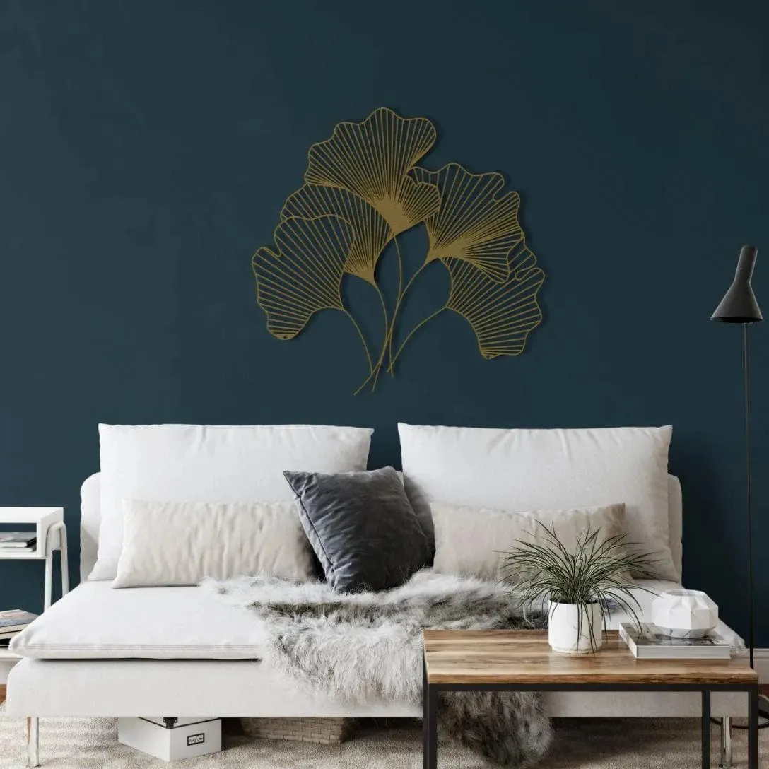 Ginkgo Bilbao Leaf Flower Metal Wall Hanging Decor