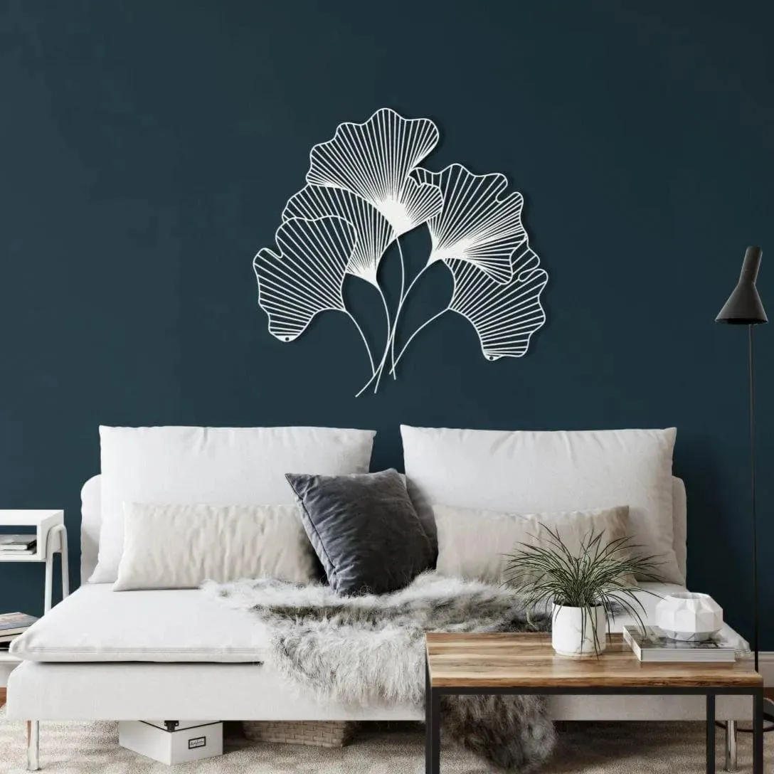 Ginkgo Bilbao Leaf Flower Metal Wall Hanging Decor
