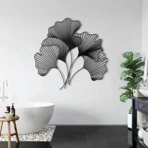 Ginkgo Bilbao Leaf Flower Metal Wall Hanging Decor