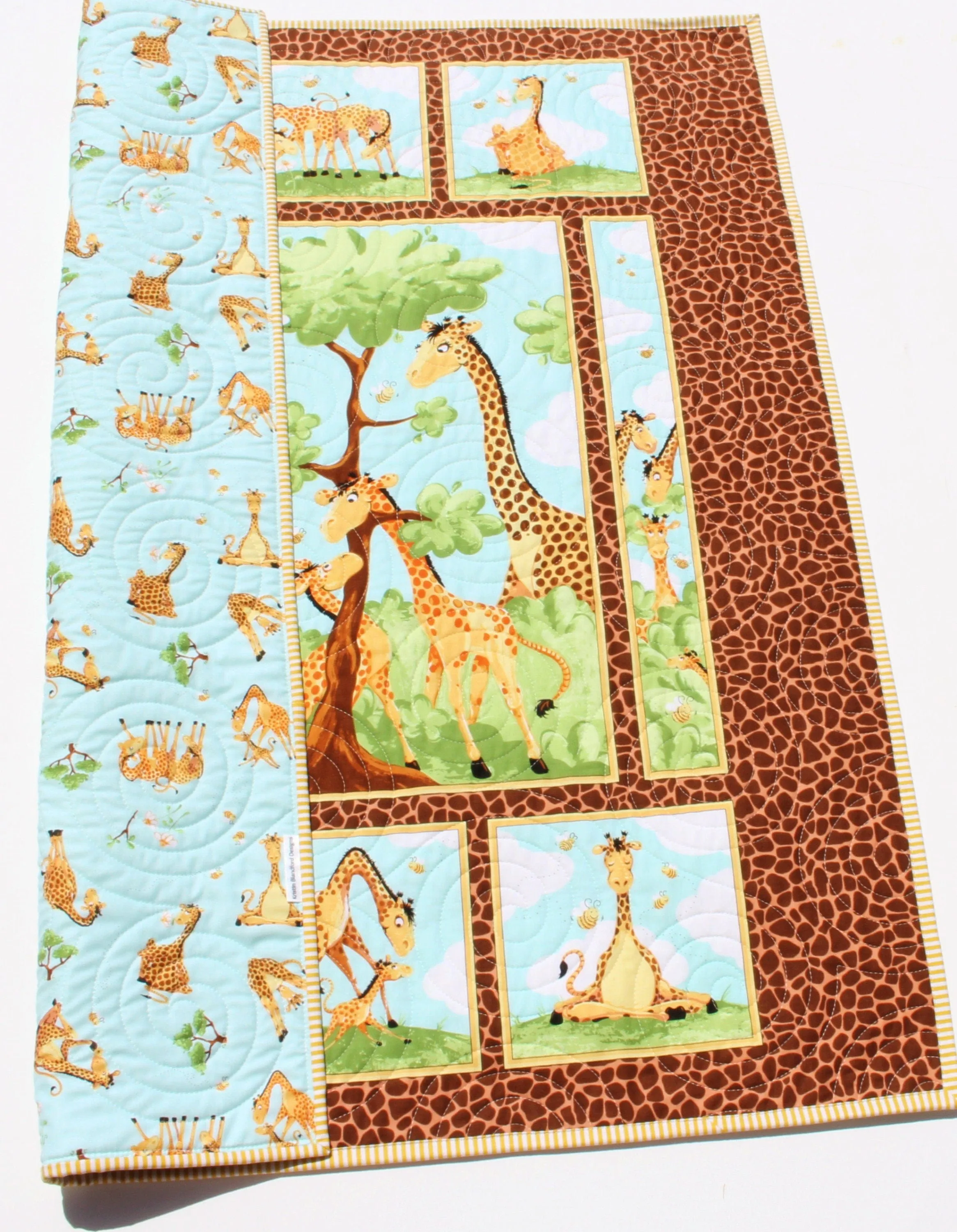 Giraffe Quilt Kit Safari Animal Crib Blanket Quilting DIY Sewing Project Boy or Girl Beginner Quilt Kit Panel Fabrics Outdoor Scene Bees