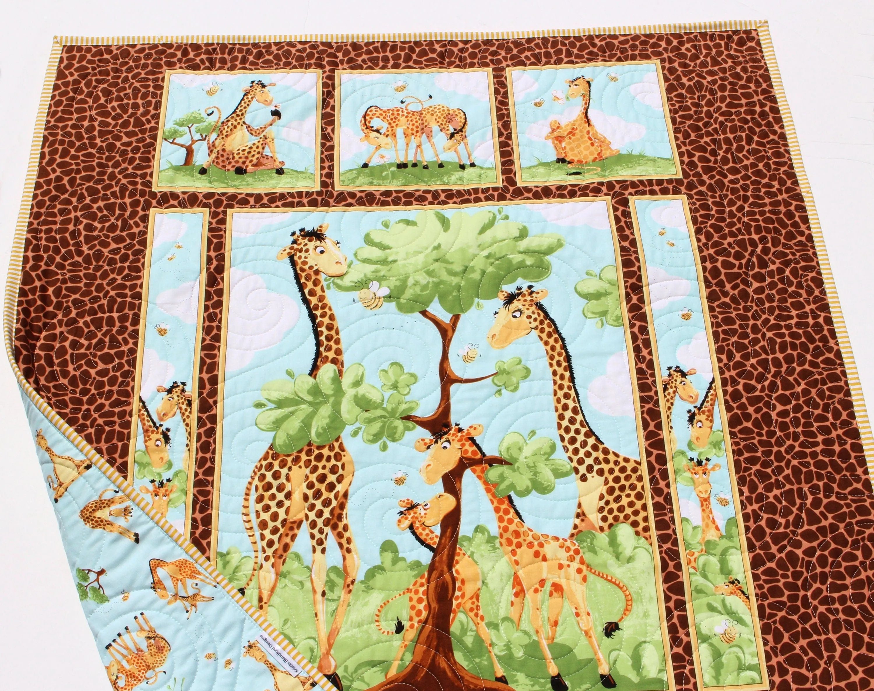 Giraffe Quilt Kit Safari Animal Crib Blanket Quilting DIY Sewing Project Boy or Girl Beginner Quilt Kit Panel Fabrics Outdoor Scene Bees