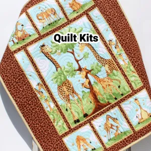 Giraffe Quilt Kit Safari Animal Crib Blanket Quilting DIY Sewing Project Boy or Girl Beginner Quilt Kit Panel Fabrics Outdoor Scene Bees