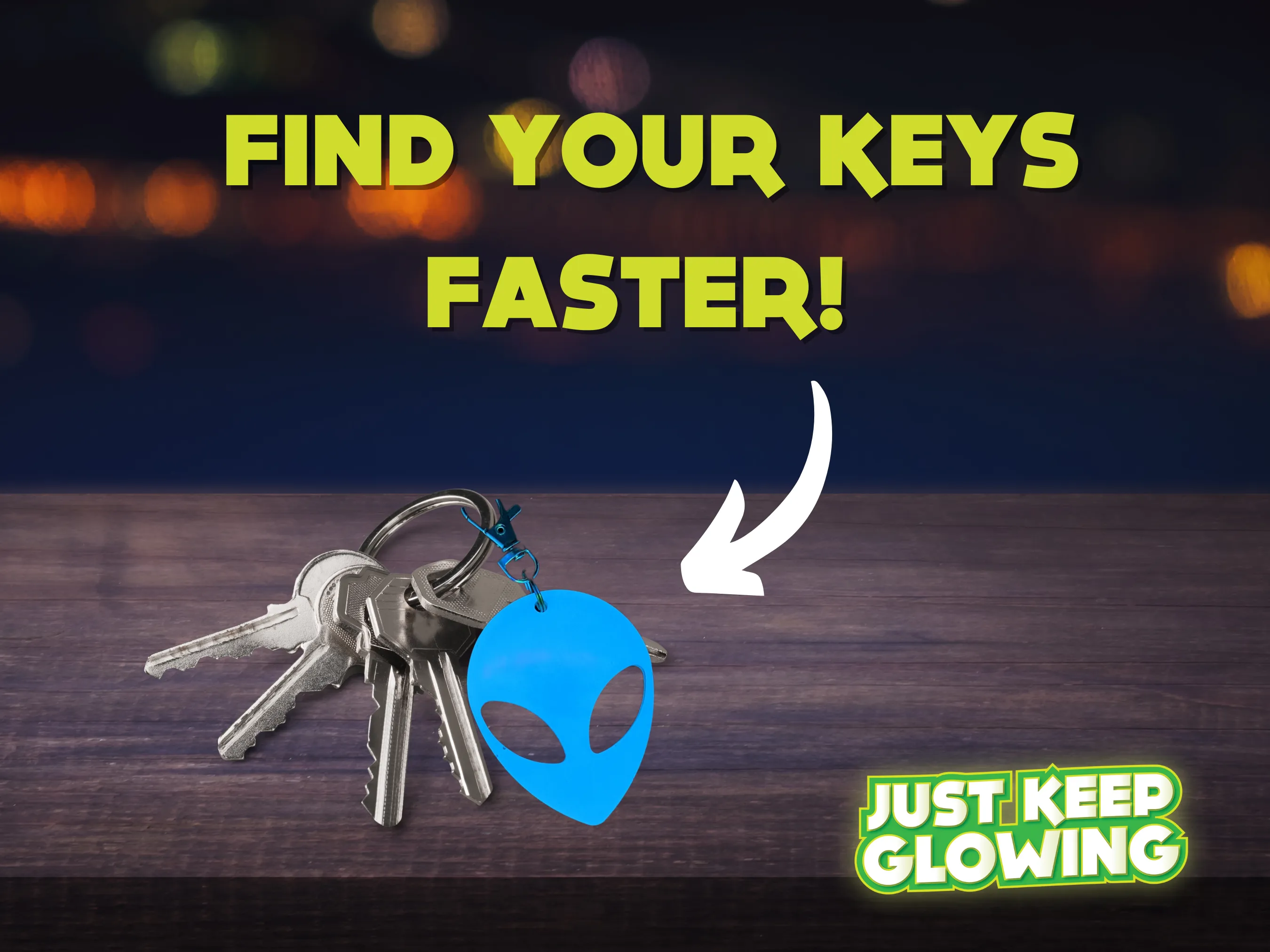 GLOW IN THE DARK ALIEN KEYCHAINS AND STICKERS