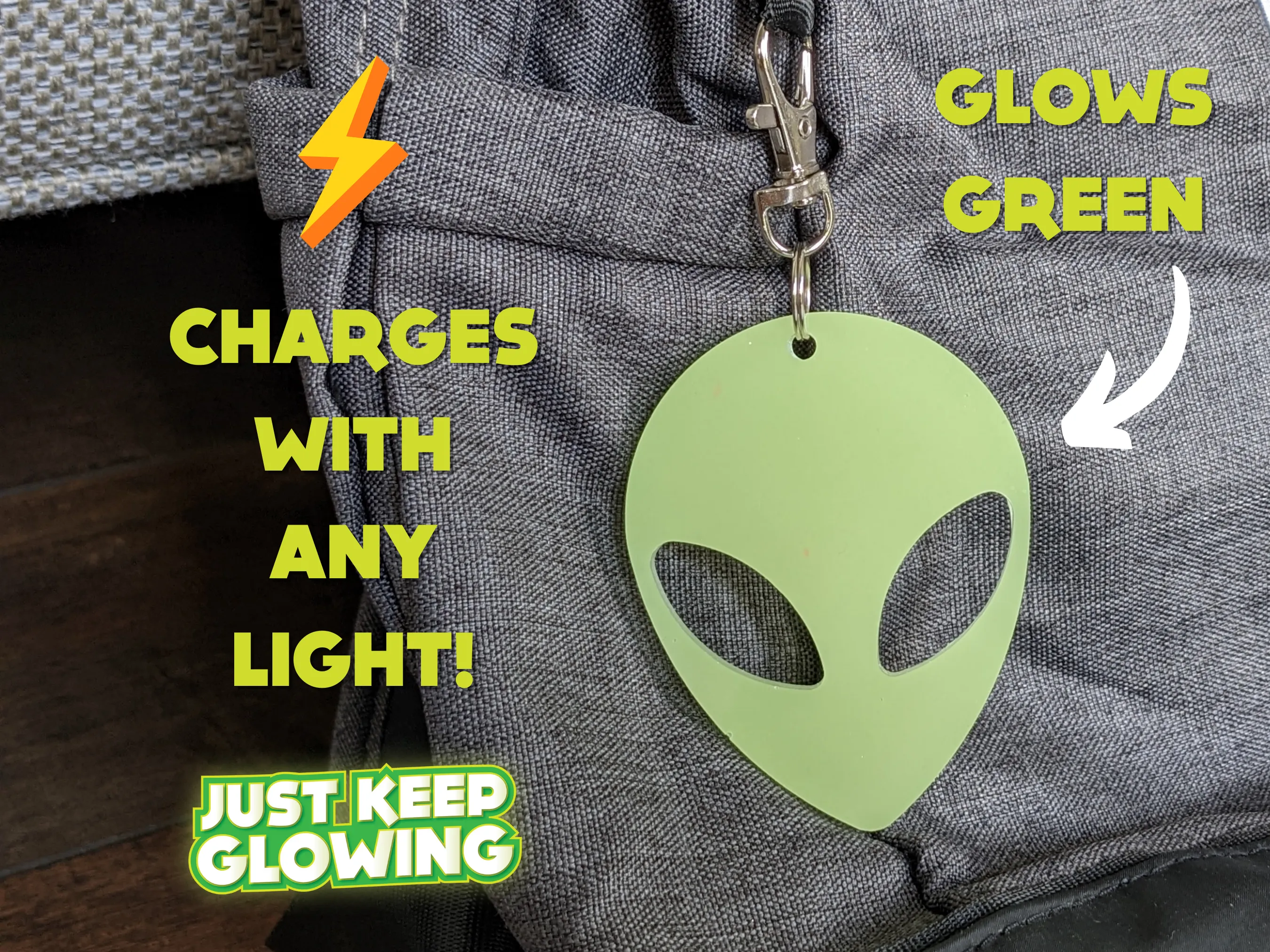 GLOW IN THE DARK ALIEN KEYCHAINS AND STICKERS