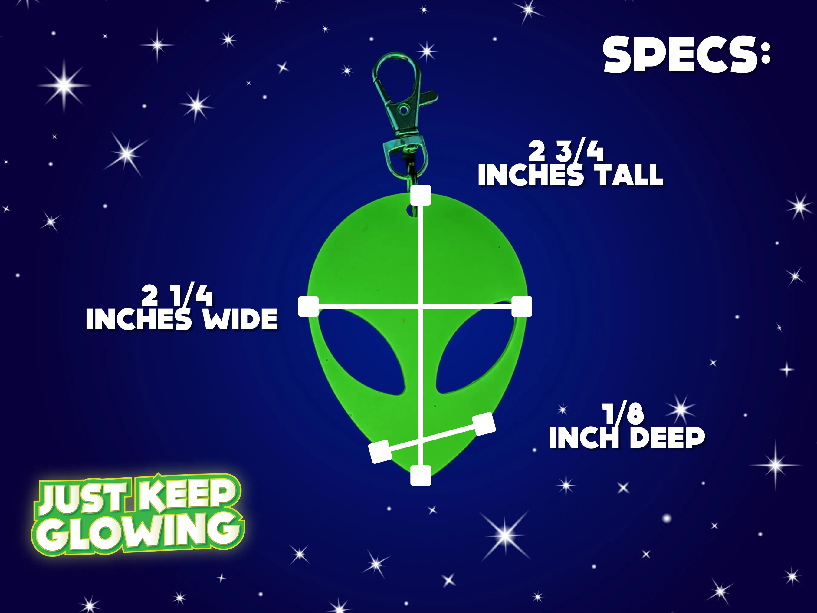 GLOW IN THE DARK ALIEN KEYCHAINS AND STICKERS