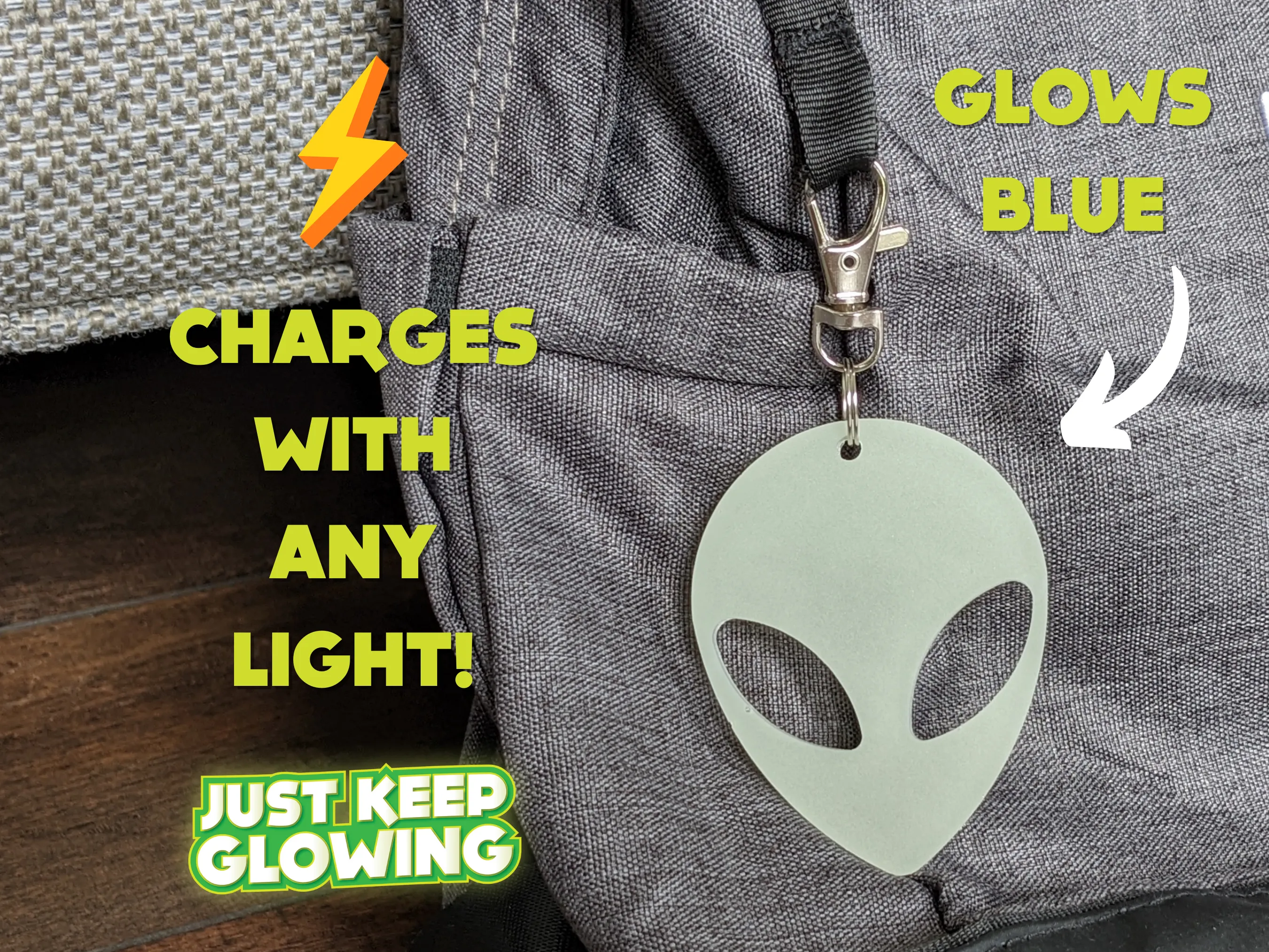 GLOW IN THE DARK ALIEN KEYCHAINS AND STICKERS