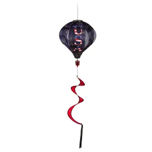 God Bless the USA Solar Lit Burlap Balloon Spinner,45bb498sl
