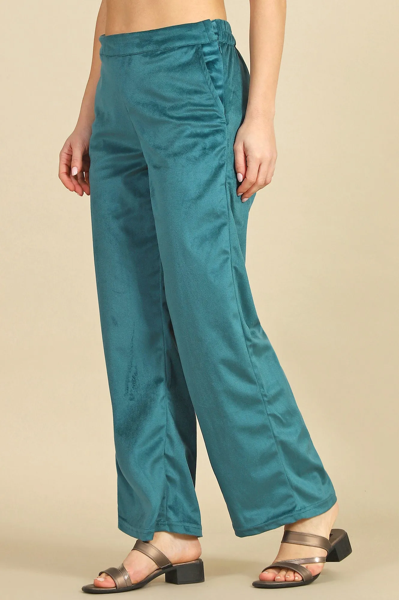 Green Solid Parallel Pants