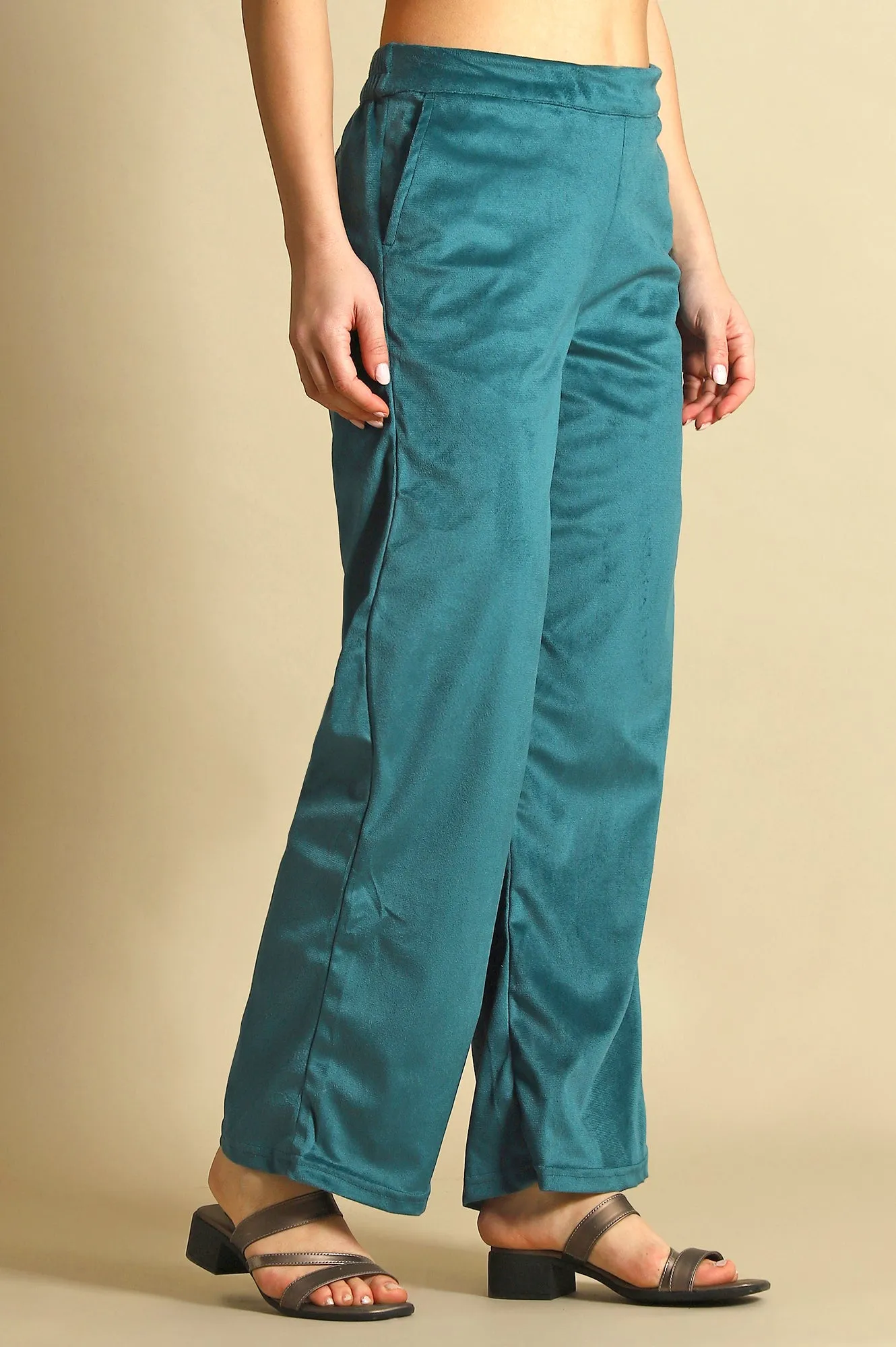 Green Solid Parallel Pants