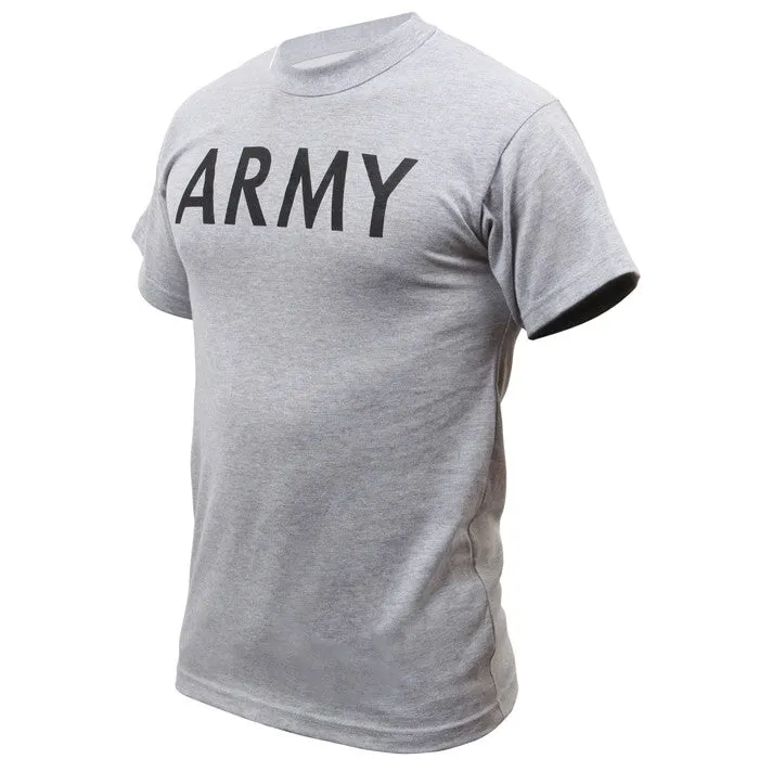 Grey - Army Physical Training T-Shirt - Workout PT Gym Shirt - Mens