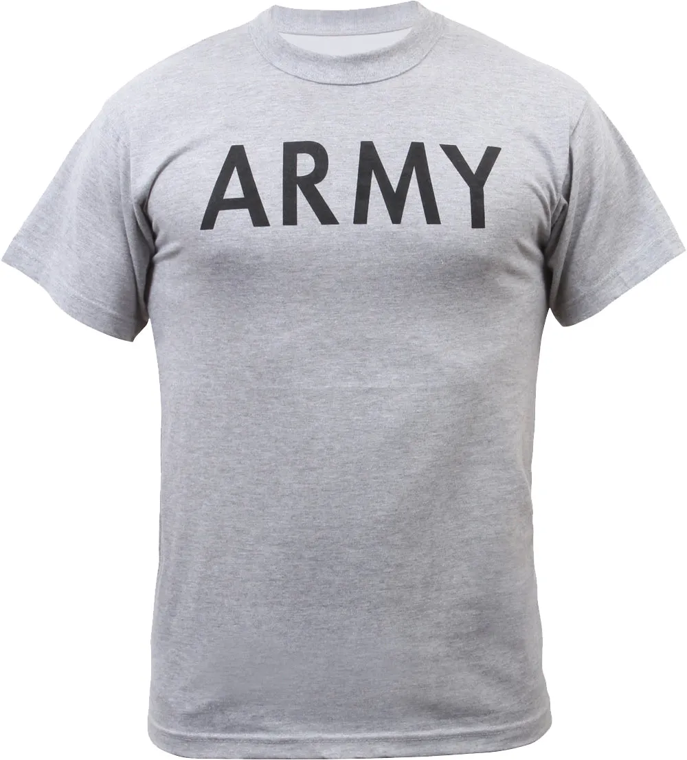 Grey - Army Physical Training T-Shirt - Workout PT Gym Shirt - Mens