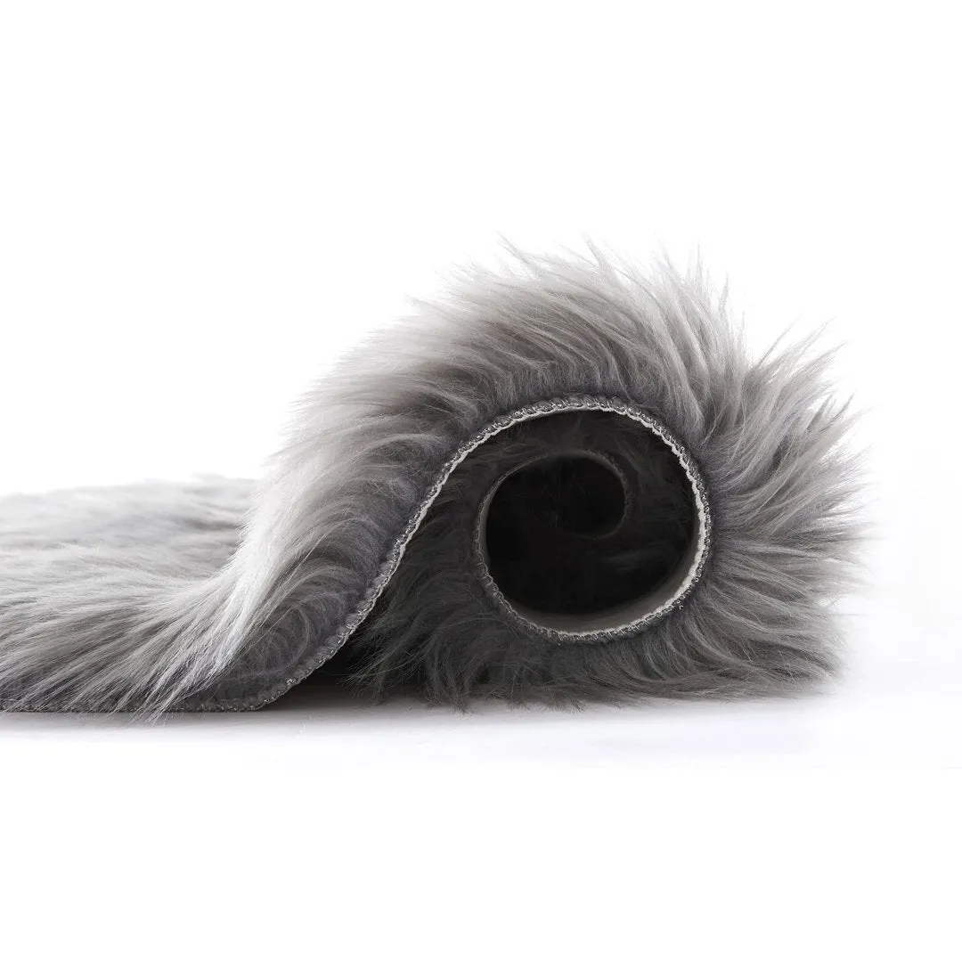 Haja Handmade Shag Faux Sheepskin Gray Area Rug Everly Quinn Rug Size: Rectangle 8' x 10'