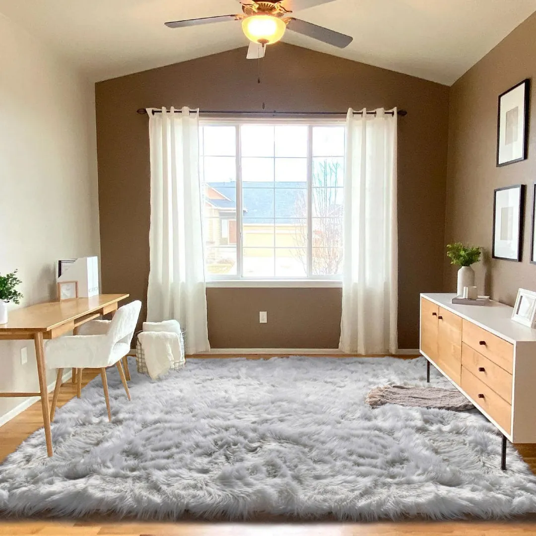 Haja Handmade Shag Faux Sheepskin Gray Area Rug Everly Quinn Rug Size: Rectangle 8' x 10'