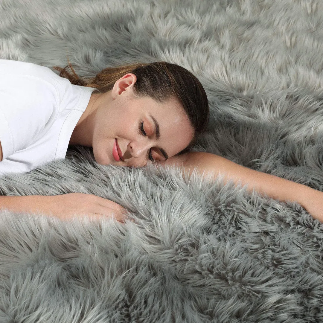 Haja Handmade Shag Faux Sheepskin Gray Area Rug Everly Quinn Rug Size: Rectangle 8' x 10'