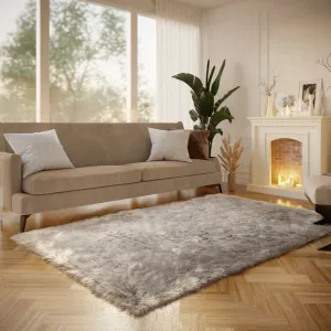 Haja Handmade Shag Faux Sheepskin Gray Area Rug Everly Quinn Rug Size: Rectangle 8' x 10'