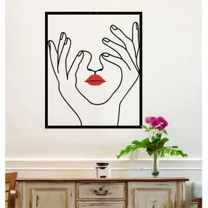 Hand and Face with Red Lips Metal Wall Hanging Decor