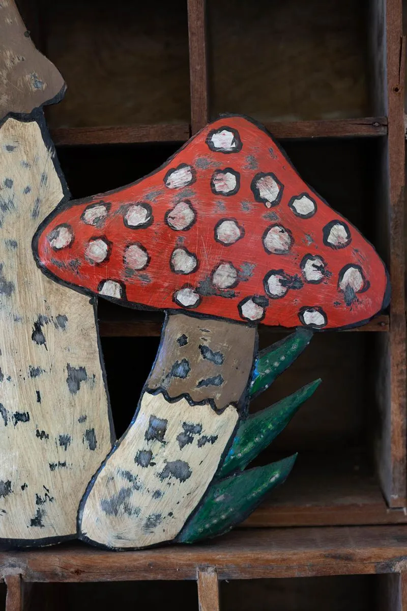 Hand-Hammered Metal Mushroom Wall Hanging