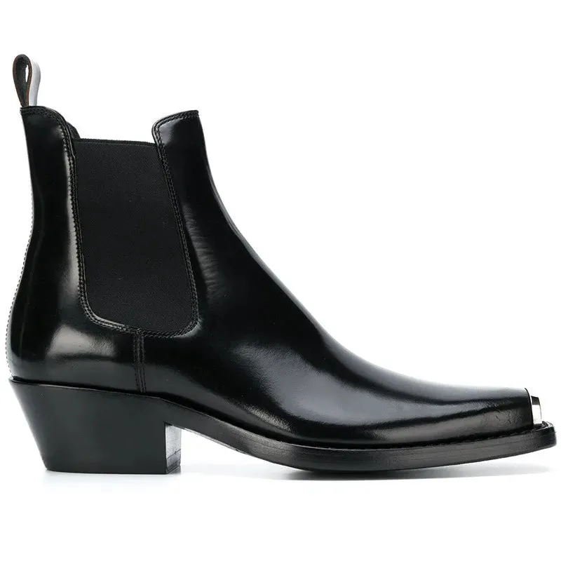 Handmade Black Cowhide Chelsea Men Boots