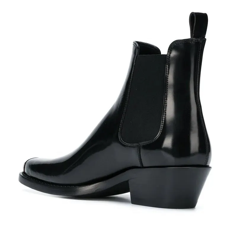 Handmade Black Cowhide Chelsea Men Boots