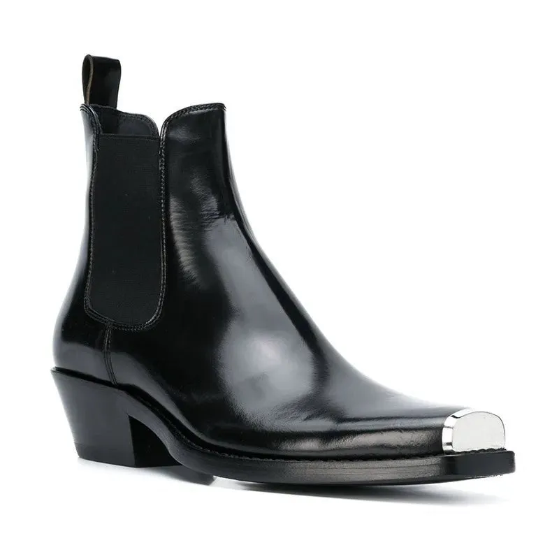 Handmade Black Cowhide Chelsea Men Boots