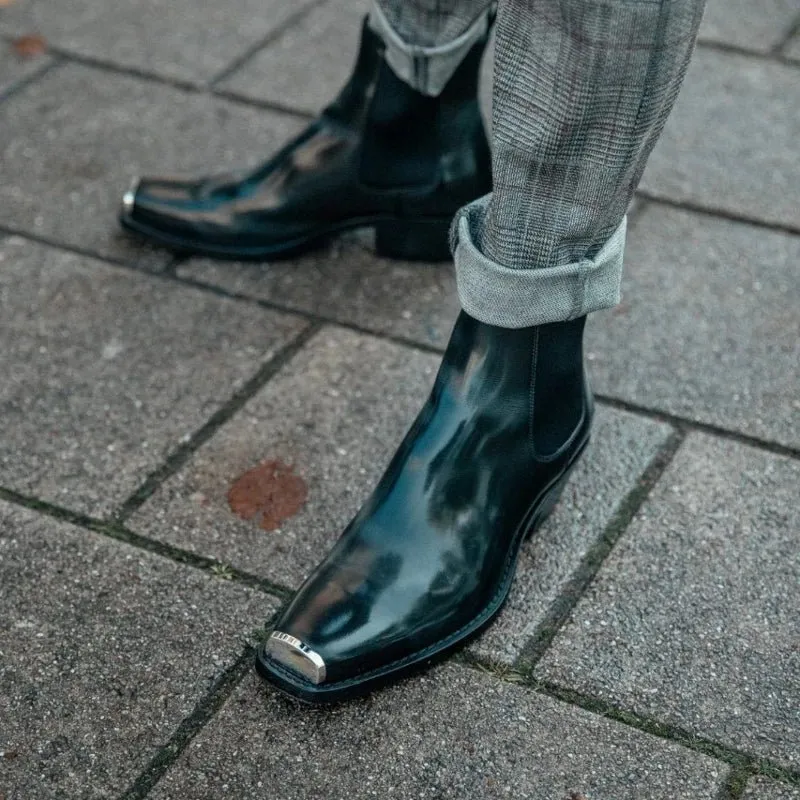 Handmade Black Cowhide Chelsea Men Boots
