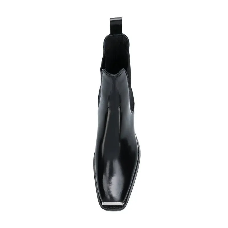 Handmade Black Cowhide Chelsea Men Boots