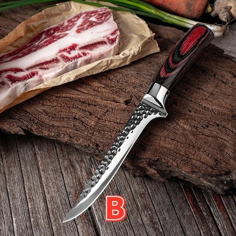 Handmade Forged 6 Inch Boning Knife Slaughtering Stainless Steel Kitchen Chopping Outdoor Fish Meat