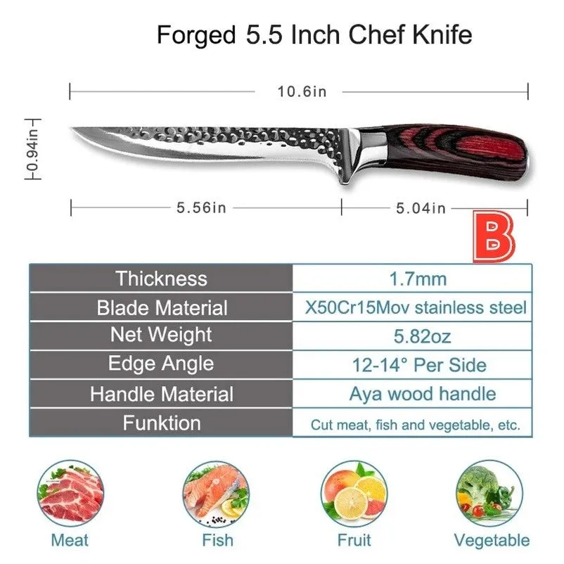 Handmade Forged 6 Inch Boning Knife Slaughtering Stainless Steel Kitchen Chopping Outdoor Fish Meat