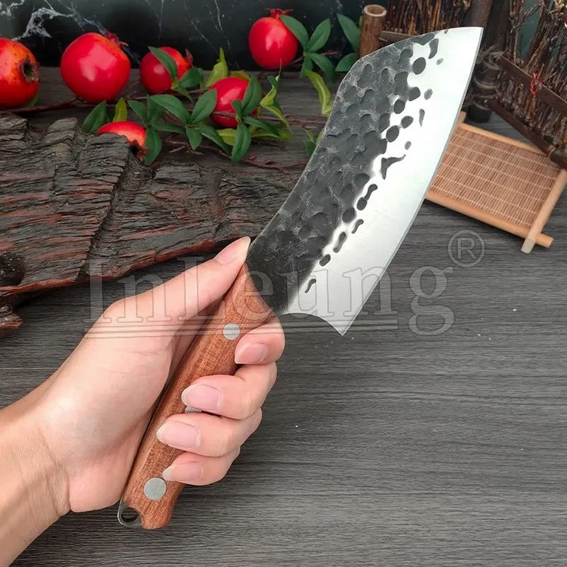 Handmade Forged Full Tang High-carbon Professional Cleaver Knife Stainless Steel Hammer Pattern