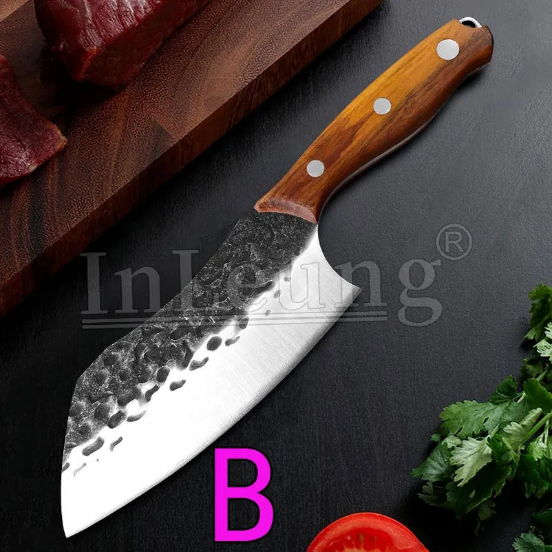 Handmade Forged Full Tang High-carbon Professional Cleaver Knife Stainless Steel Hammer Pattern