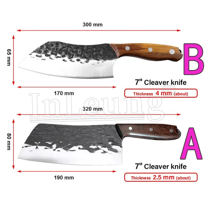 Handmade Forged Full Tang High-carbon Professional Cleaver Knife Stainless Steel Hammer Pattern