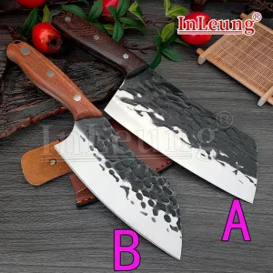 Handmade Forged Full Tang High-carbon Professional Cleaver Knife Stainless Steel Hammer Pattern