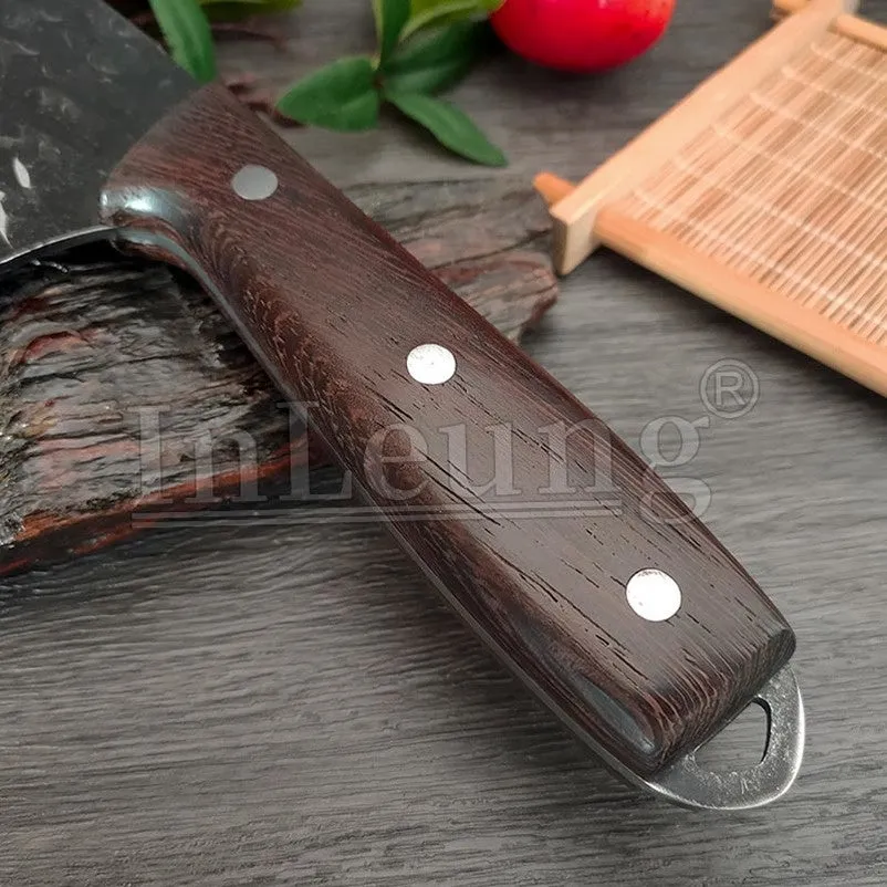 Handmade Forged Full Tang High-carbon Professional Cleaver Knife Stainless Steel Hammer Pattern