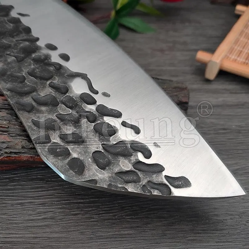 Handmade Forged Full Tang High-carbon Professional Cleaver Knife Stainless Steel Hammer Pattern